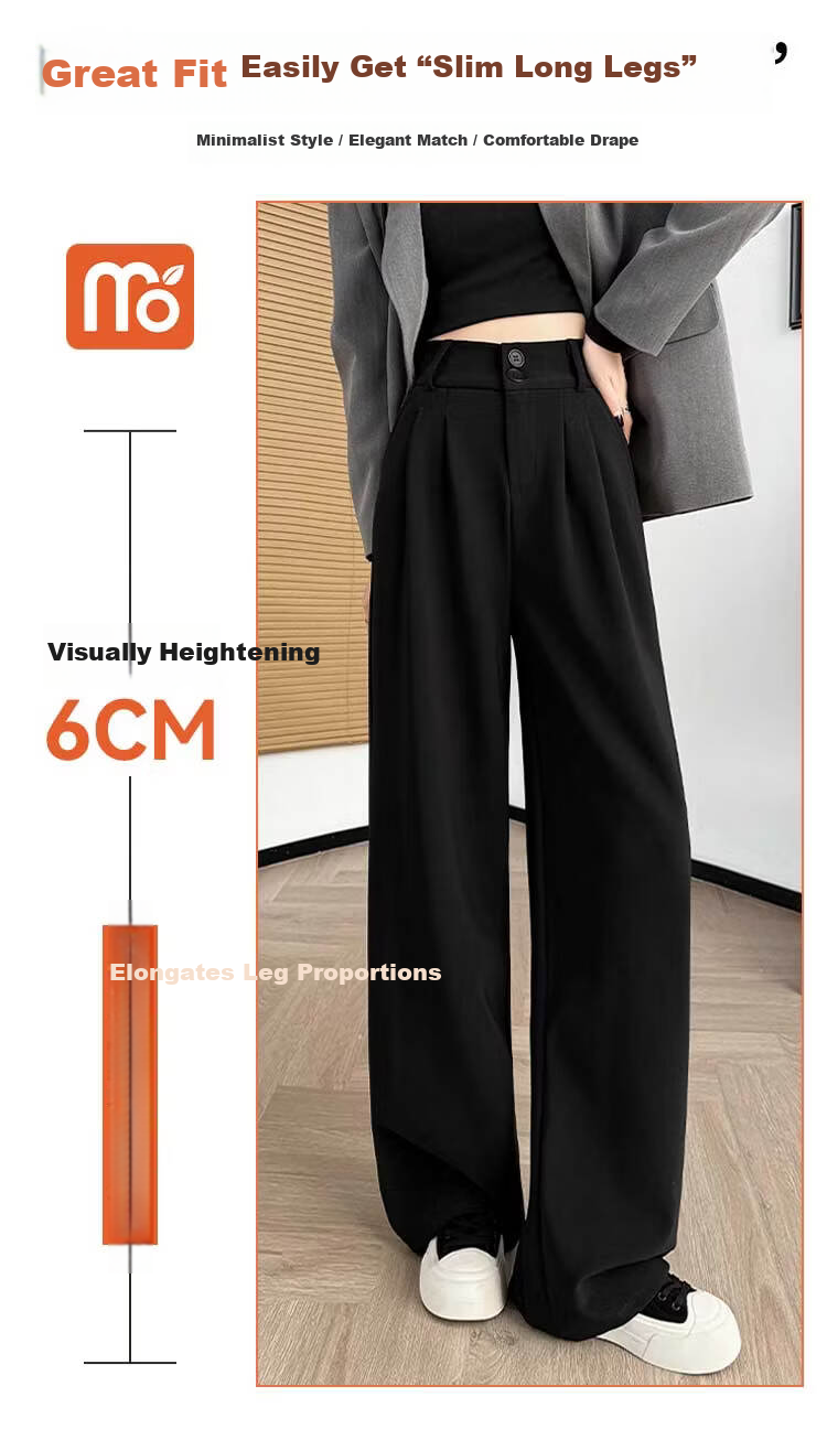 Modal Women's Suit Pants Spring Summer 2026 New Slim High Waist Draped Floor-Length Wide Leg Loose Straight Casual Trousers 5