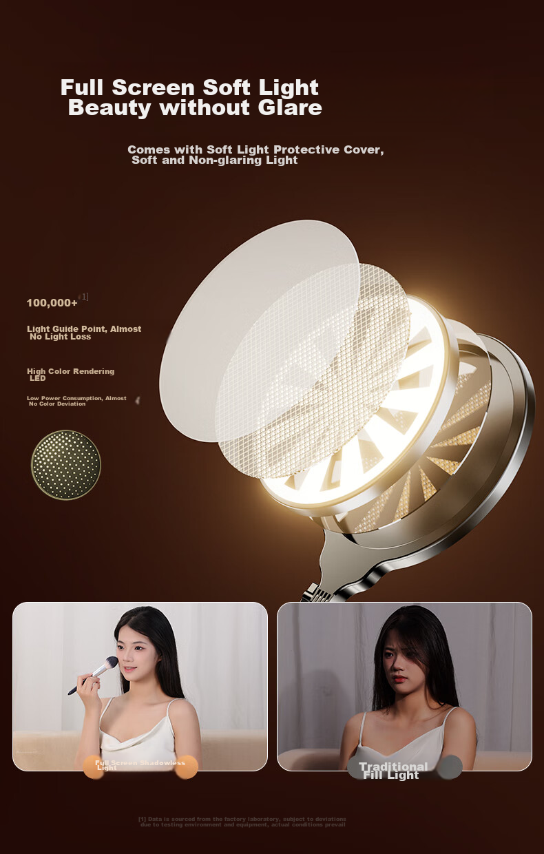 Shuotu Live Streaming Fill Light, Photography Light, Shooting Light, LED Full-Screen Light, Mobile Phone Live Streaming Stand, Floor-Standing Portable Overhead Shooting Studio, Professional Live Streaming Room Equipment Complete Set Light Frame 10