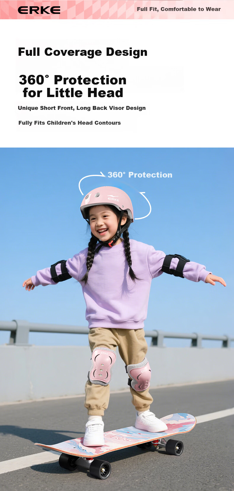 Hongxing Erke Kids Roller Skating Protective Gear Helmet Bicycle Riding Anti-Fall Full Set Balance Bike Ice Skating Skateboard Protective Equipment 13