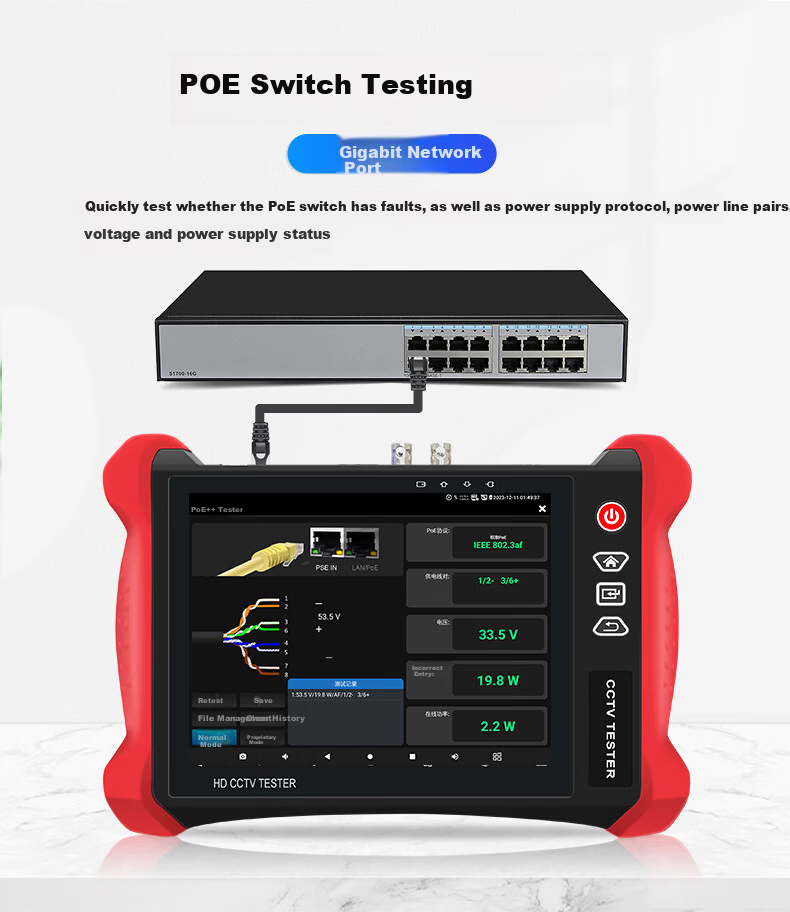 Wanglu Tong Engineering Pro 8-inch Multifunctional Digital Network Video Tester Video Surveillance WiFi Detection PoE Power Supply Cable Tracing Voltage Testing Integrated Camera Engineering Equipment 9