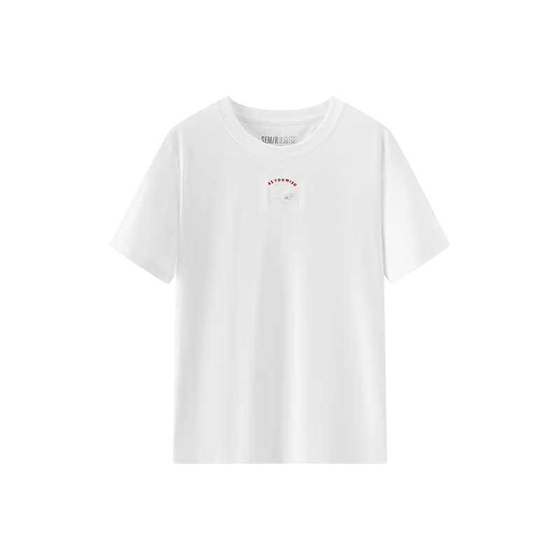 Semir Chen Duling | Mall Same Style | Women's Short Sleeve T-Shirt 26 Summer Round Neck Embroidered Pure Cotton Top 101326100006