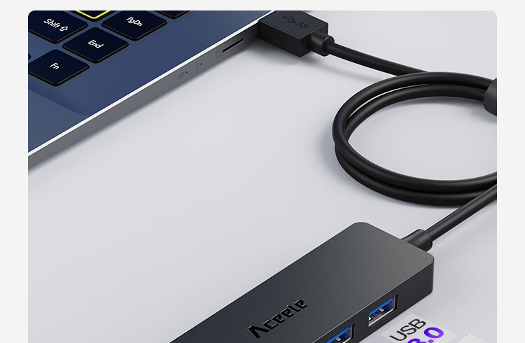 ACEELE USB 3.0 4-Port High-Speed Hub Type-C Power Delivery Splitter 1m Plug and Play Compatible with Apple/Huawei 4