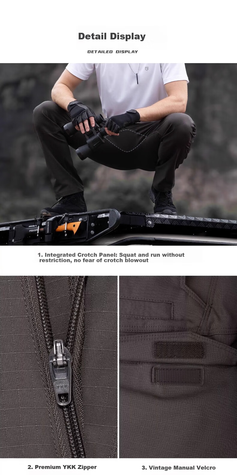 Free Soldier Peak Outdoor Tactical Work Pants Stretch Men's Casual Long Pants Scratch-Resistant Durable 34W/30L Wolf Brown 21
