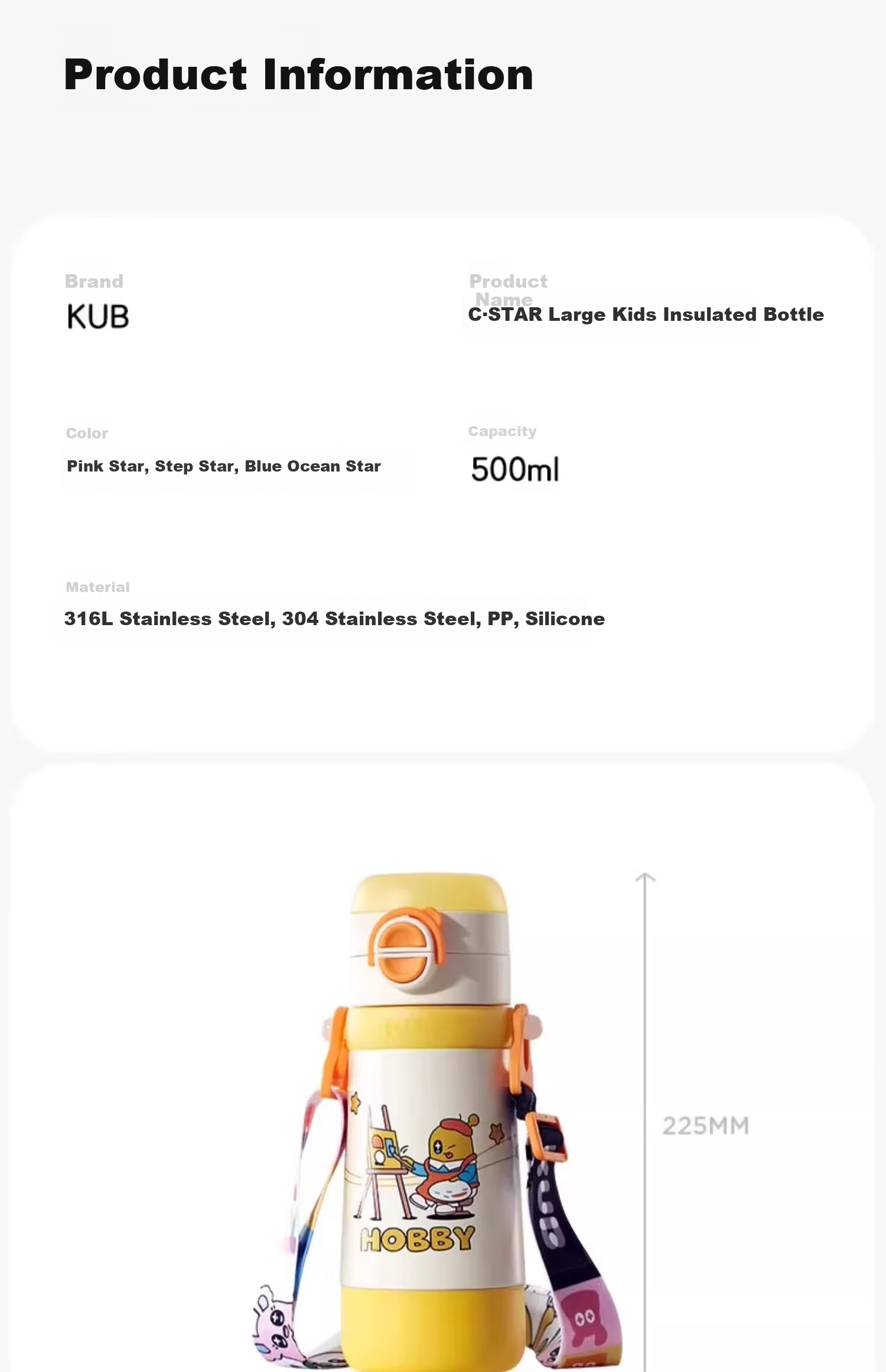 KUB Children's Straw Cup Baby Water Bottle for Over One Year Old Learning Drinking Cup Direct Drinking Bottle 260ml - Blue 24