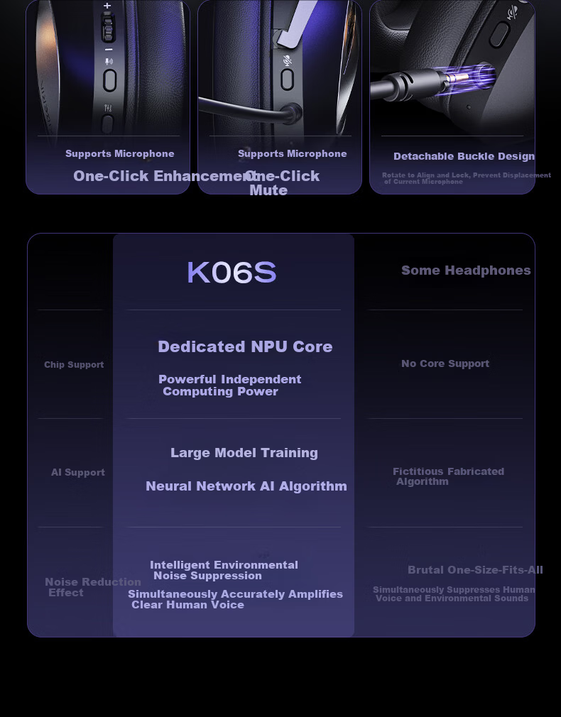 XIBERIA K06S Quad-Mode Smart Display Gaming Headset Bluetooth Wireless Over-Ear Dual-Mode Same-Frequency Mixing Support Play While Charging Esports Delta Black [Recommended by Xiaodingdang] 10