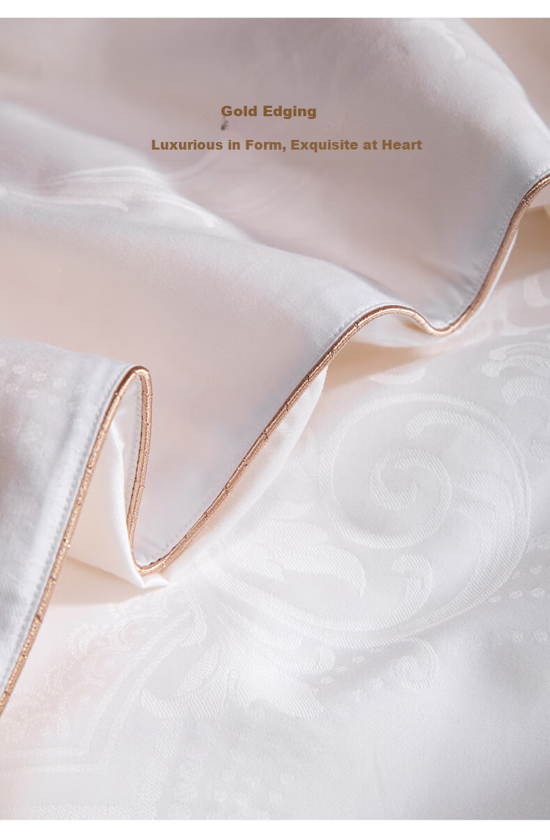 SILKUEEN "Golden Harmony" 100% Premium Mulberry Silk Gold Thread Wedding Quilt Set 2+4 Jin 220*240cm 15