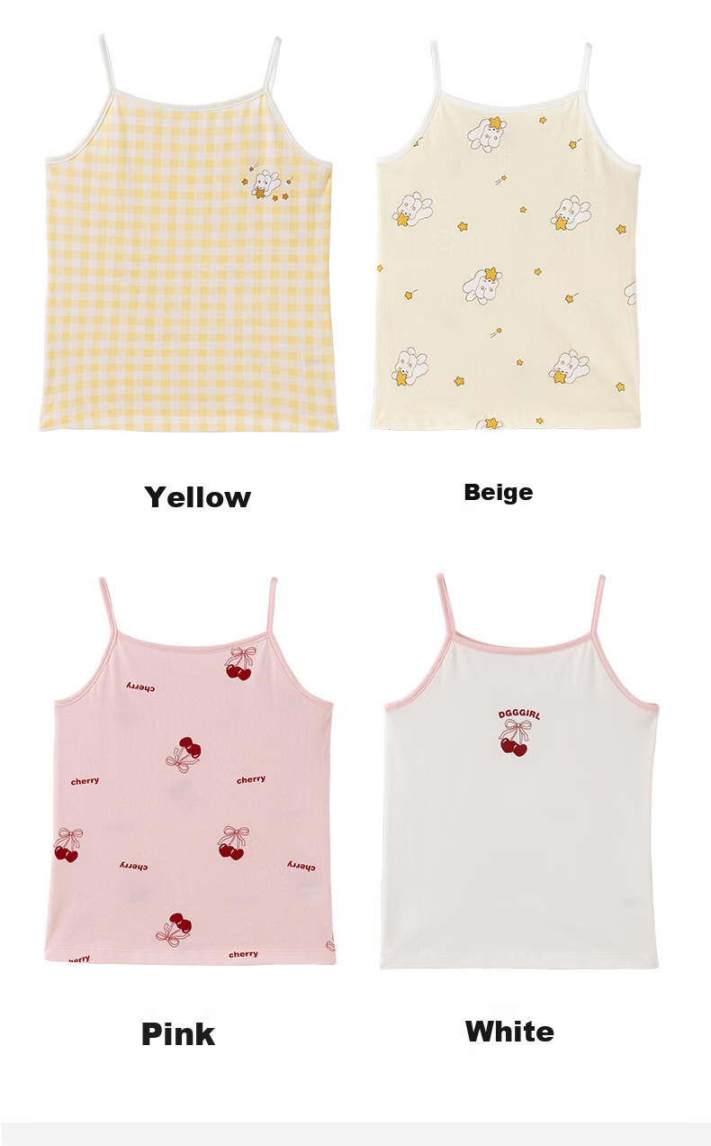 Dingguagua Children's Cotton Tank Top for Girls, Lightweight Breathable Undershirt for Spring And Summer, White + Pink, Size 160 10