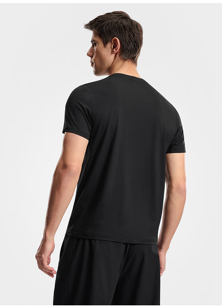 FILA Official Men's Knitted Short Sleeve Shirt 2026 Summer Fitness Sports Basic Crew Neck Merino Wool T-Shirt 19