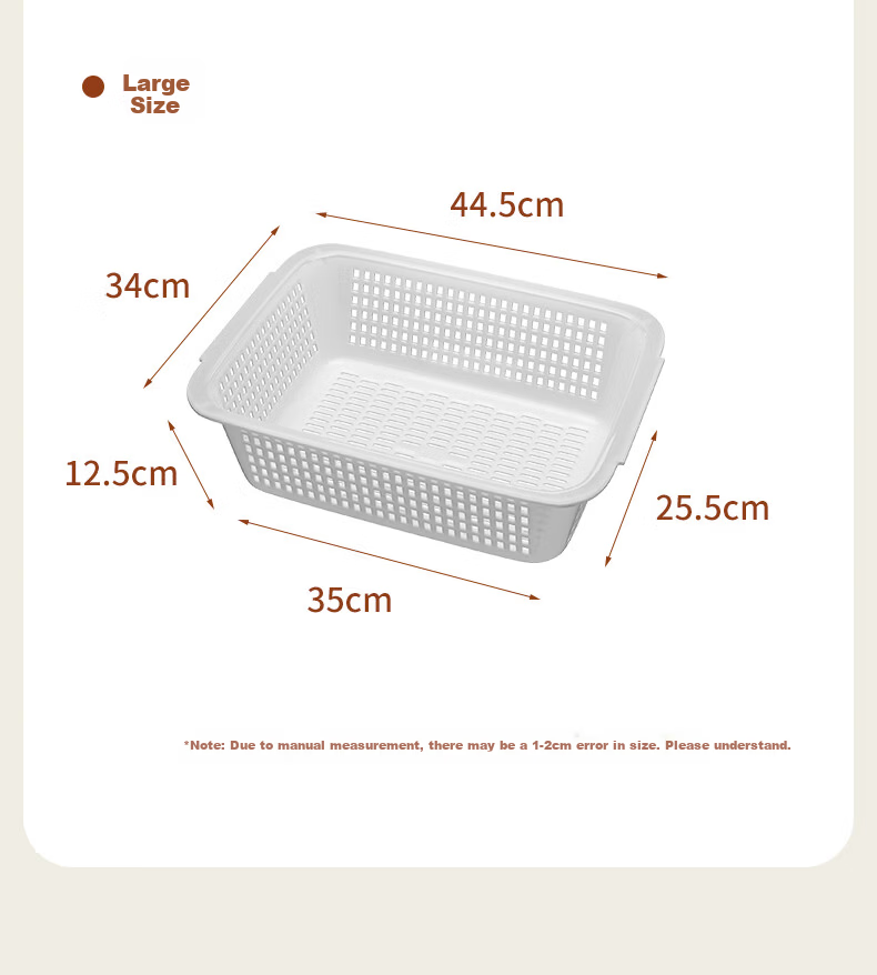 Baicaoyuan Vegetable Washing and Draining Basket Plastic Large Square Fruit and Vegetable Basket 400*300*115mm 2