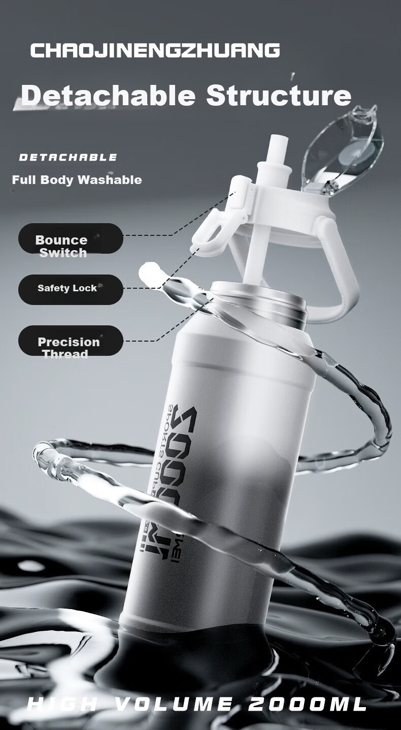 NRMEi Large Capacity Insulated Water Bottle for Men with Tea Separation, Portable Outdoor Sports Student Straw Cup 13