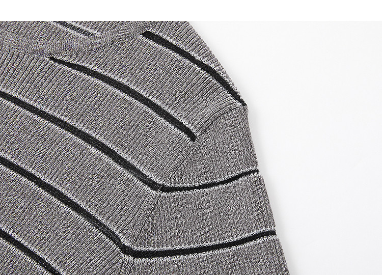 Demana [Smart Sense Academy] Spring Retro Striped Jacquard Color-Block Stretchy Slim Fit Women's Knit Sweater 13