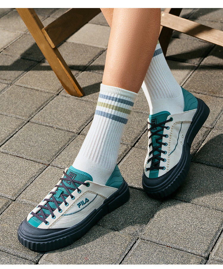 FILA LOOP 1S Women's Canvas Shoes Colorful Terraced White Slip-On Spring Summer Casual 24