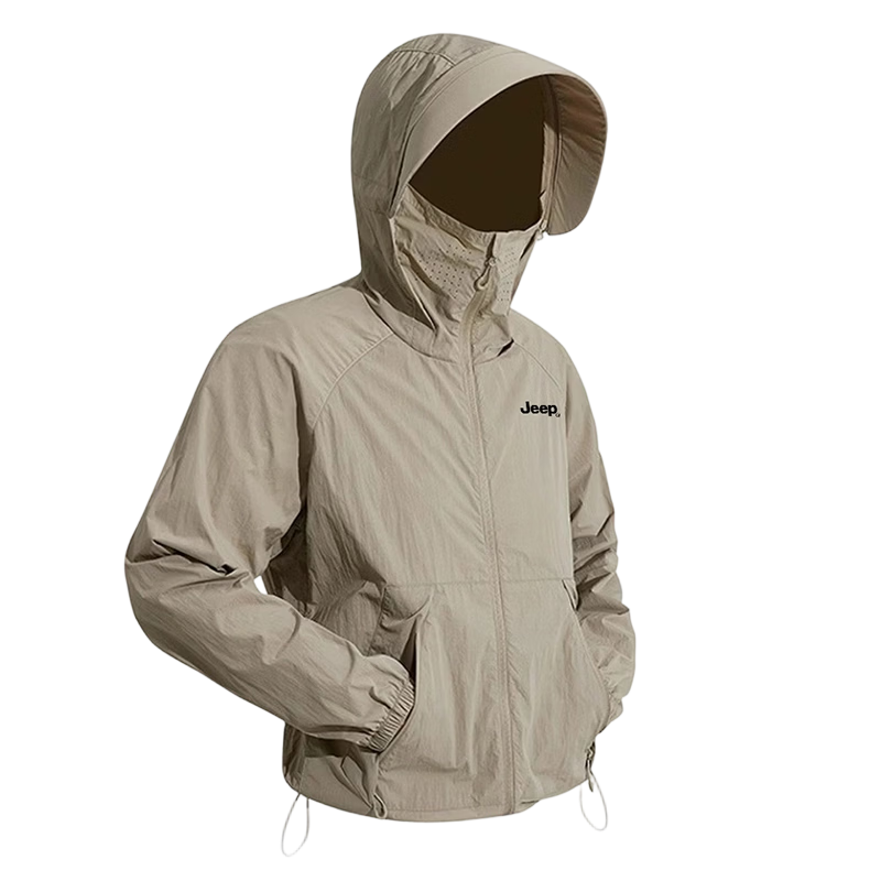 JEEP Men's Summer Ice Silk Quick-Dry Sun Protection Jacket Fishing Sun Protection Clothing Khaki S