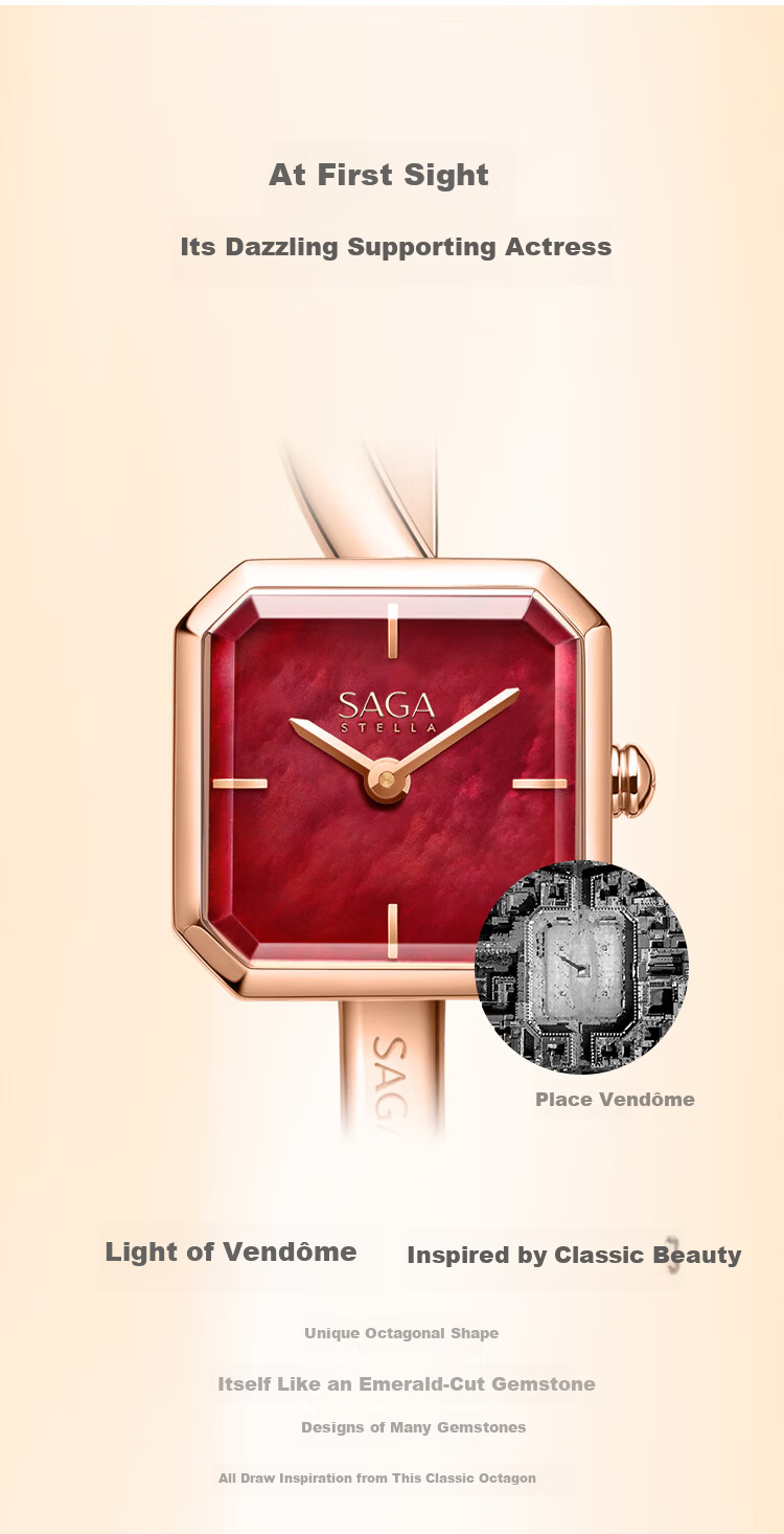 SAGA Light of Vendome Bracelet Watch for Women Luxury Fashion Gift Matisse Red Large Size 2