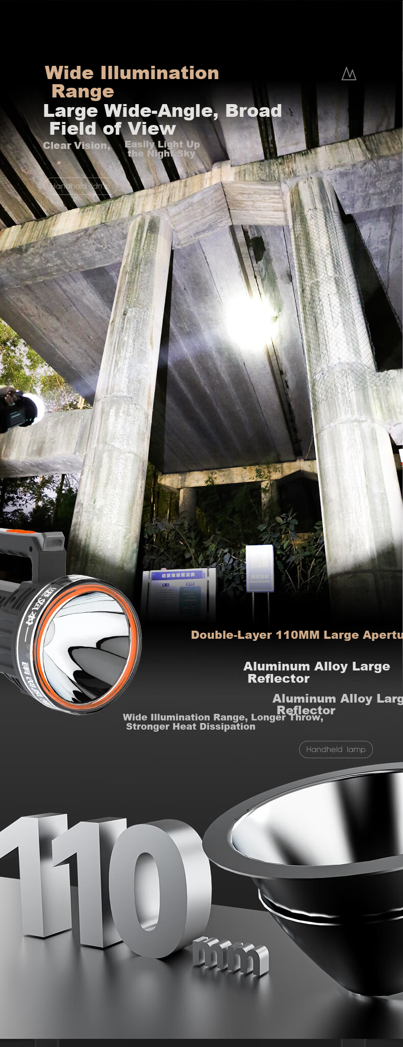 YAGE High-Power Rechargeable Flashlight Handheld Spotlight Long-Range Super Bright Patrol Mining Lamp 6