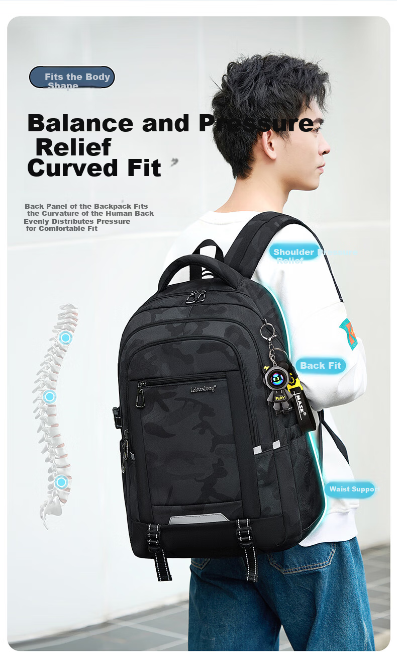 Dishuai 45L Large Capacity Ergonomic Lightweight Backpack for Middle and High School Boys 11