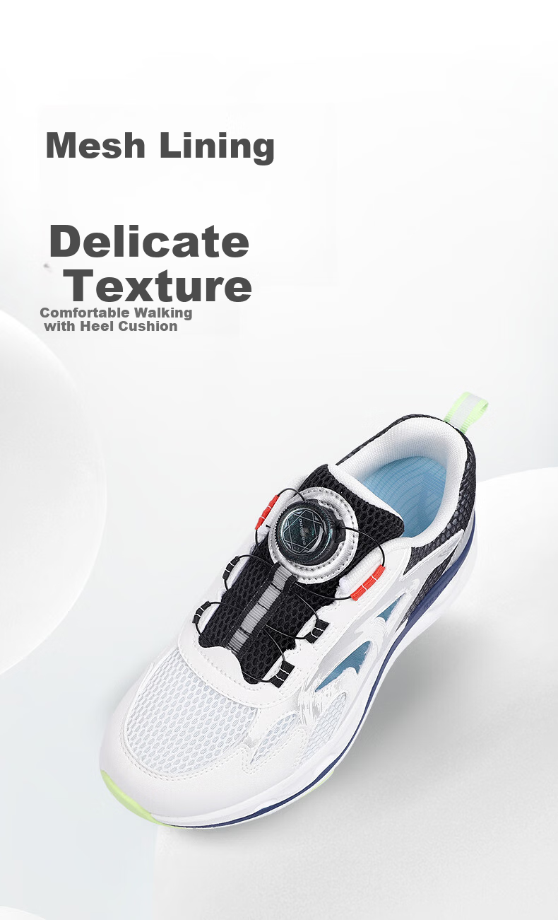 DR·KONG Sports Shoes Spring Unisex Kids Slip-On Button Children Shoes 2C10B1016AM White/Black/Silver Size 35 6