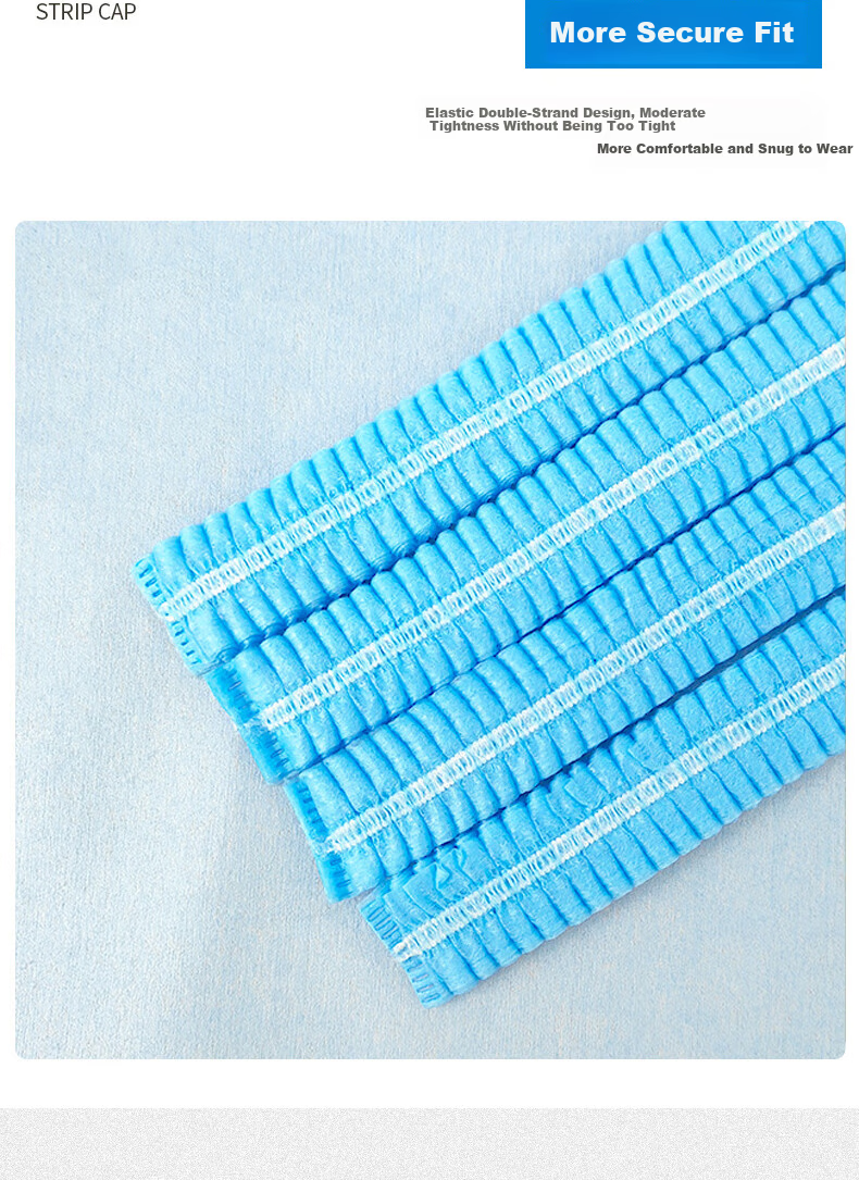 Huadun Disposable Head Cover Cap Mesh Cap Non-woven Dust-free Cap Catering Kitchen Dustproof Isolation Cap Blue 100pcs 4