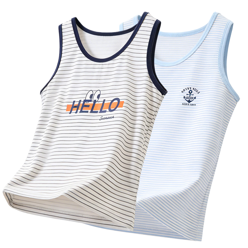 Miiow Kids Boys Cotton Sleeveless T-Shirt Summer Baby Vest Thin Base Shirt Summer Eyes 160