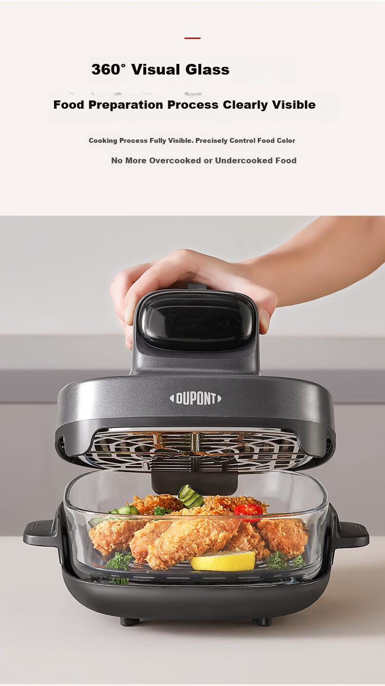 DU PONT 2.5L High Borosilicate Glass Jar Accessory (Air Fryer Large Capacity 0 Coating Visual Multifunctional Electric Fryer Non-stick Easy to Clean Electric Oven Frying and Baking Combo) 3