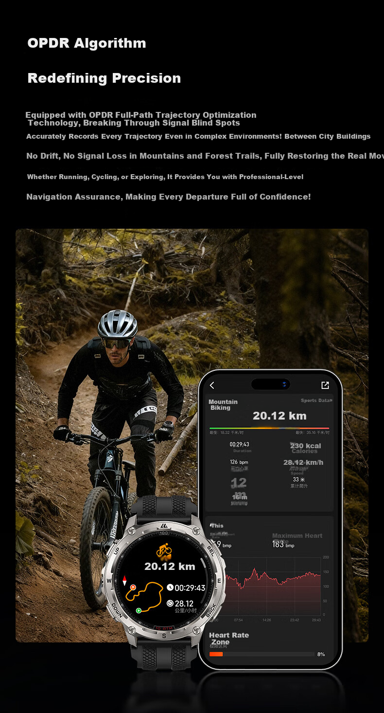 Liedong Explorer AD10 Outdoor Sports Watch GPS Off-road Cycling Mountaineering Swimming Diving Heart Rate Monitoring Ultra-long Battery Life 8