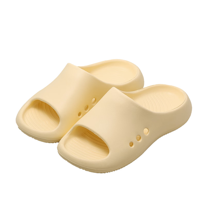 MINISO Women's EVA Slippers Soft Comfortable Indoor Non-Slip Bathroom Shower Slippers Men Lemon Yellow Size 35-36