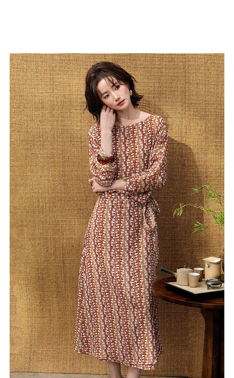 Demana Vintage Pulse Spring Elegant Floral Print Raglan Wrap Waist Tie Petite Women's Dress 6