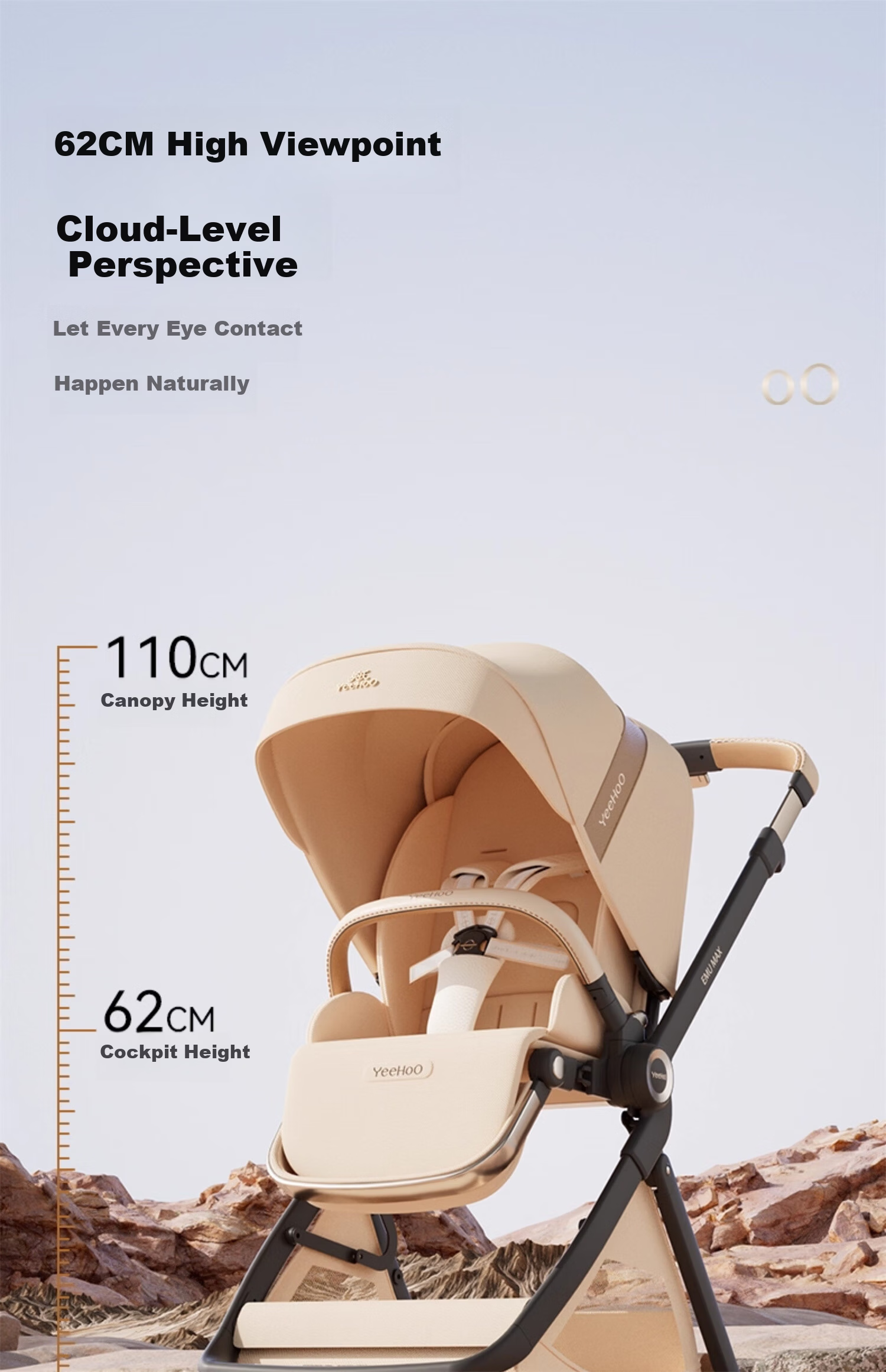 Elittile x emumax Baby Stroller Lightweight Newborn High Landscape Baby Pram Flowing Amber 7