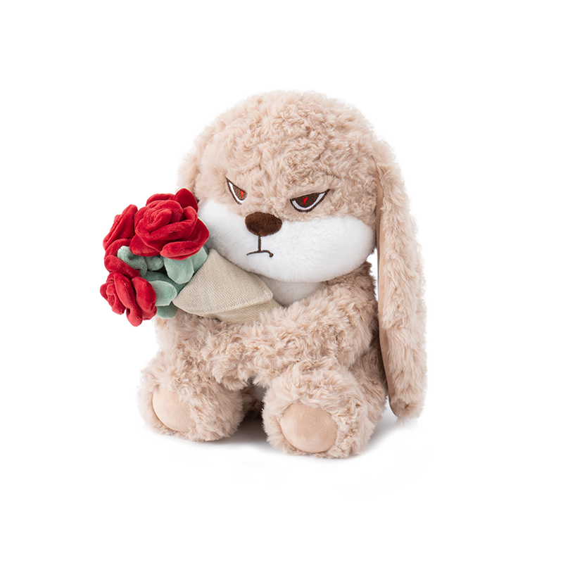 Zeouji Rose Flower, Little Rabbit Plush Toy, Stuffed Animal Doll, Birthday Gift for Girls, Gift Box Set