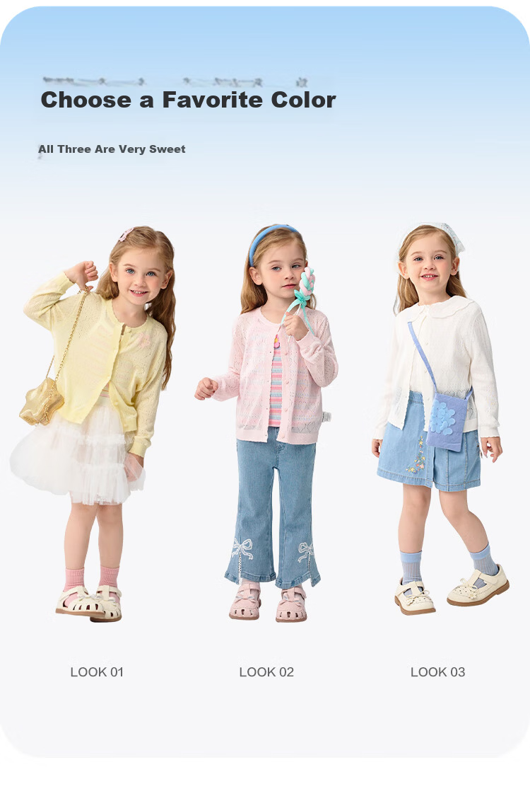 BALABALA Girls' Knit Cardigan Sweater Children's Top Summer 2025 Air-Conditioned Shirt 208225103001 5