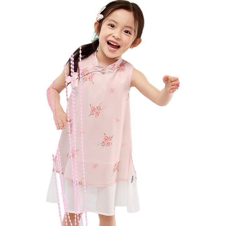 BALABALA Girls' New Chinese-Style Dress, Baby Clothing, Summer Children's Sleeveless Dress, National Style, 208225111026