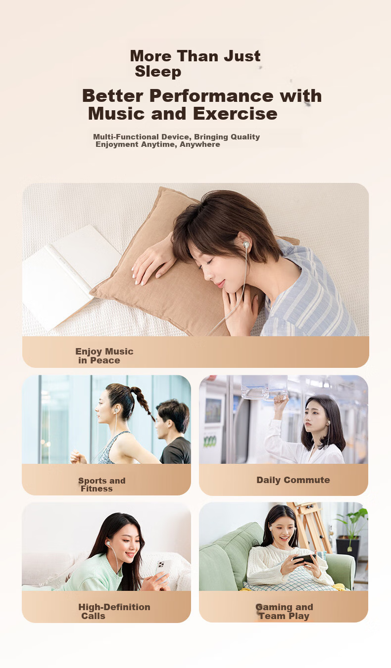 KOVOL Wired Sleep Earphones with Noise Reduction, In-Ear Type-C Sleep Headset for Side Sleep, Running, and Computer Use 13