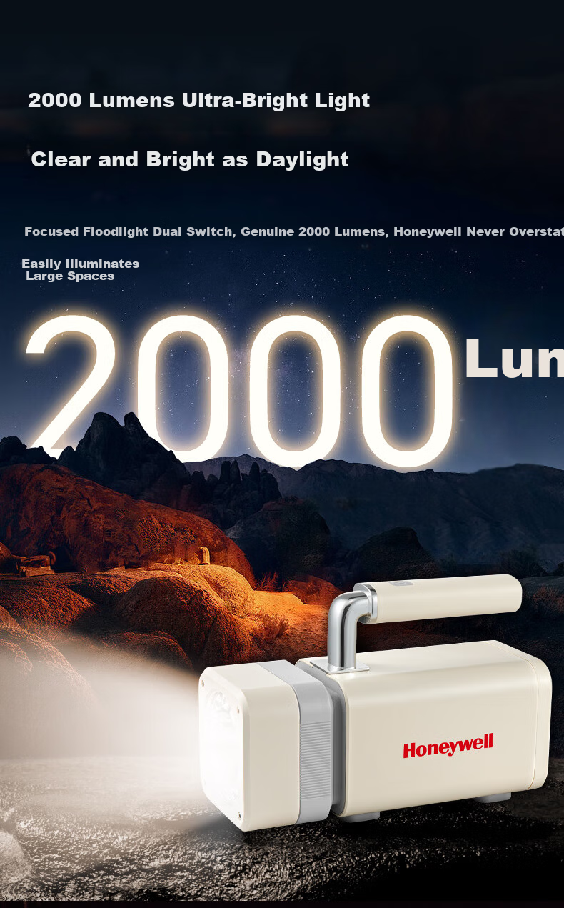 Honeywell Emergency Light Home Flashlight High Brightness Long Battery Life Outdoor Camping Spotlight Dual-Function Portable Lantern 3