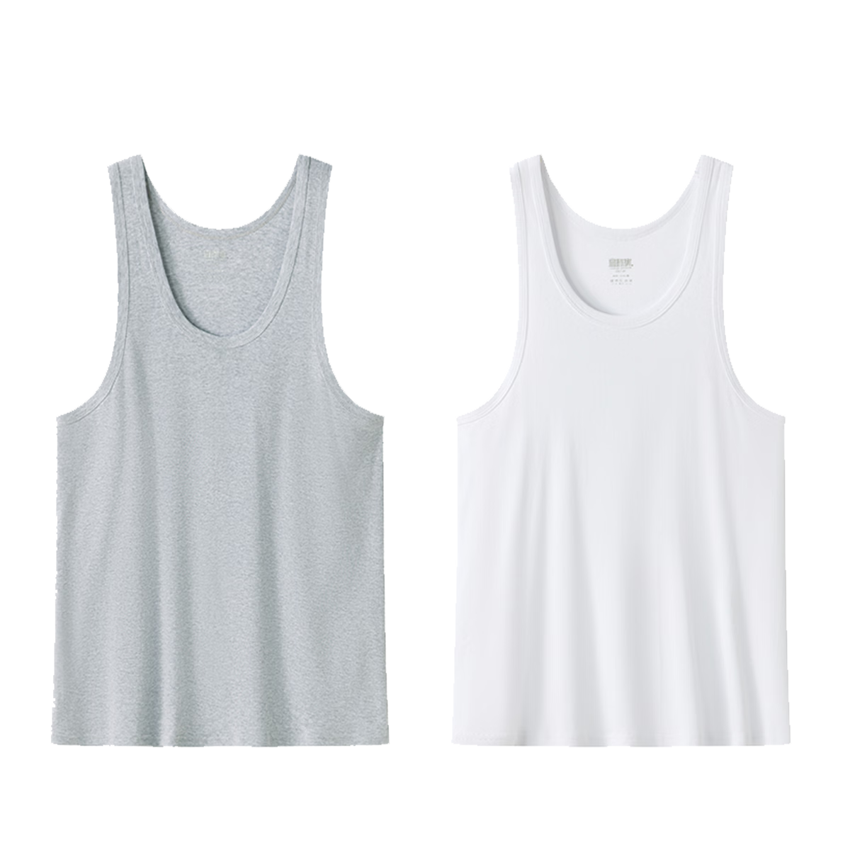 Yiershuang Plus Size 100% Cotton 2-Pack Men's Breathable Sleeveless Tank Tops for Big and Tall