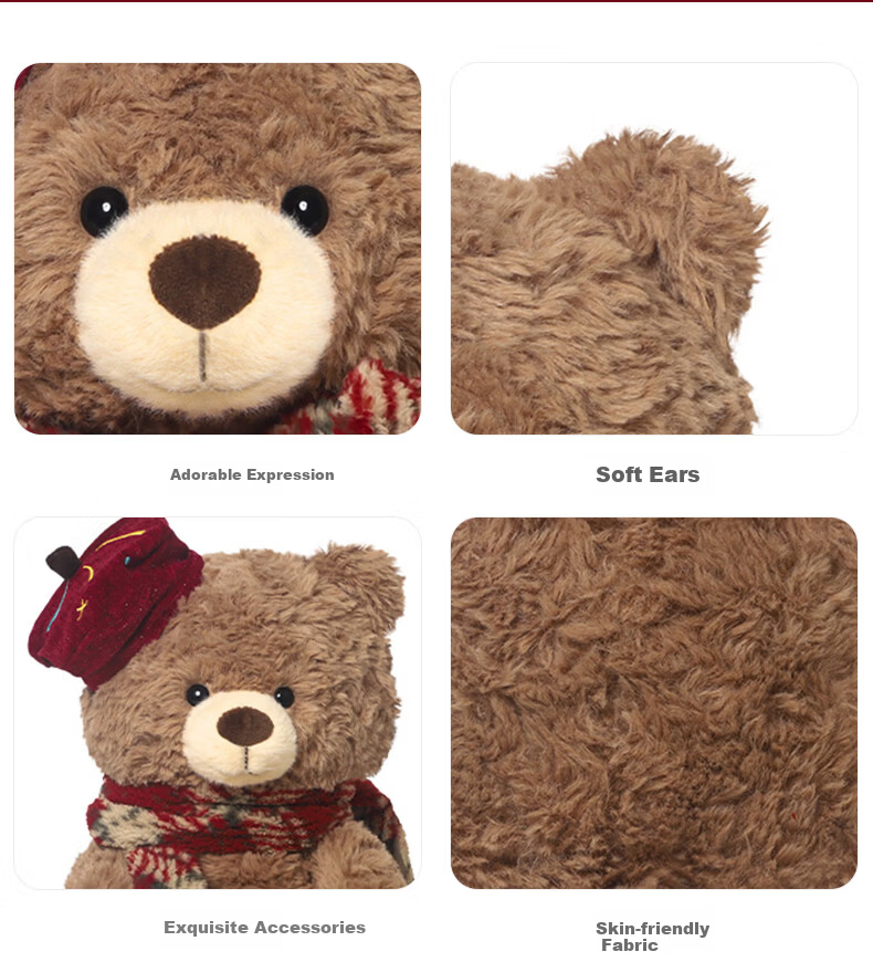 Zhuoqu Christmas Bear Nina Plush Toy Cute Doll Premium Sleep Companion Pillow Plushie Table Buddy Girls Gift 4