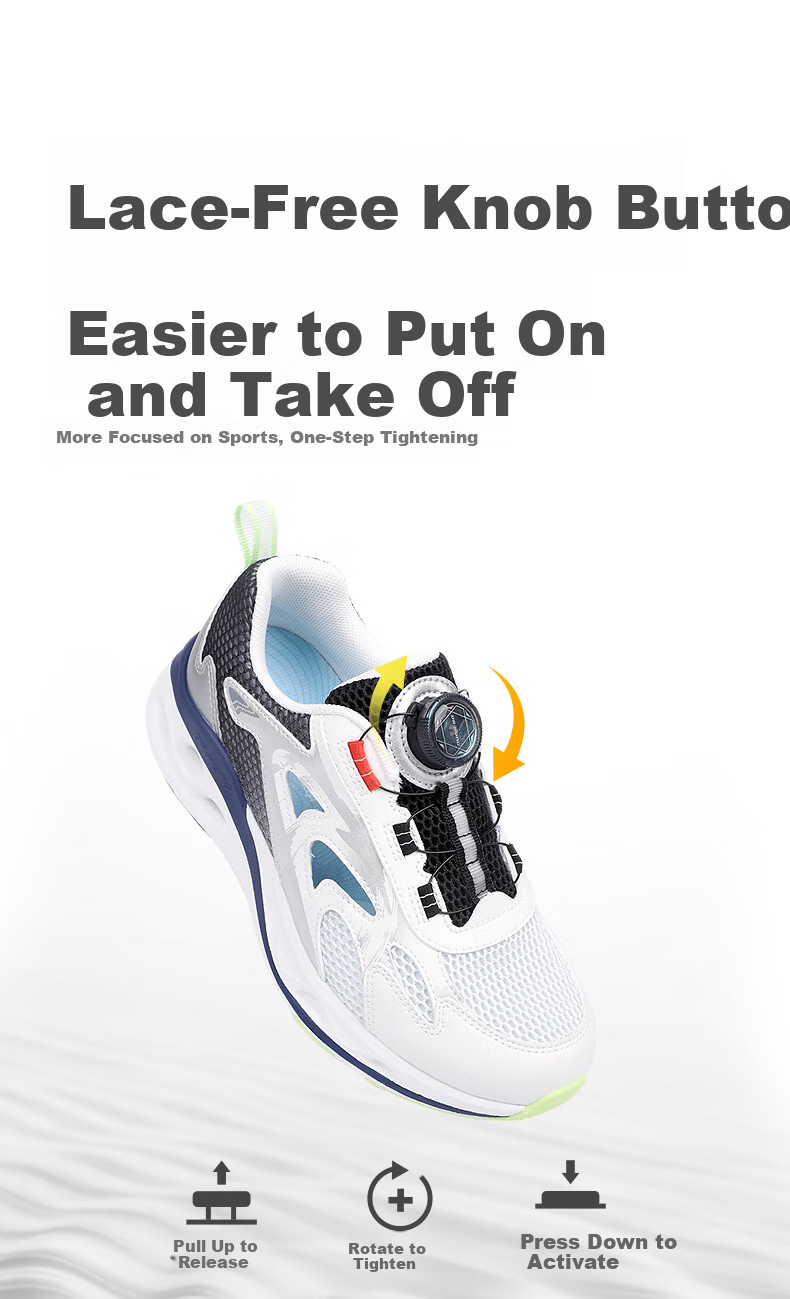 DR·KONG Sports Shoes Spring Unisex Kids Slip-On Button Children Shoes 2C10B1016AM White/Black/Silver Size 35 8