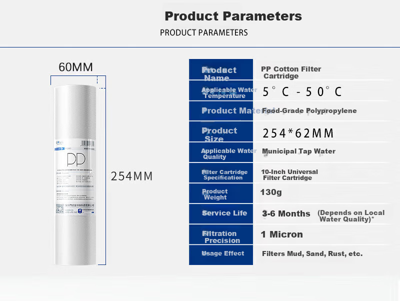 Zuankexin 10-Inch Universal Water Purifier Filter Cartridge Pre-Filter PP Cotton Activated Carbon Ultrafiltration Replacement for Household Water Purifier 8