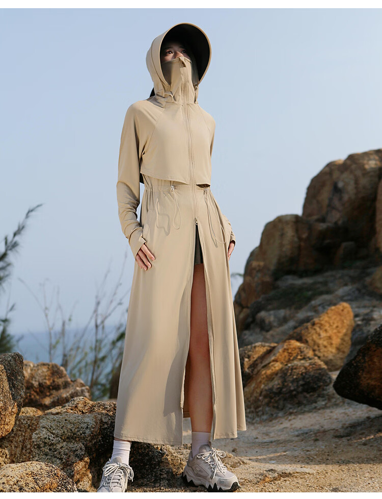 Combo Long Women's Sunscreen Jacket Ice Silk Slim Fit Breathable Full Body Sun Protection Beachwear High UV Protection 16
