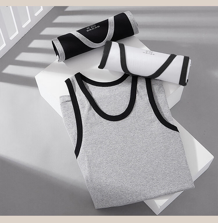 Langsha 100% Cotton Men's Sports Fitness Sweat-Absorbing Breathable Stretchy Vest Single Pack 14