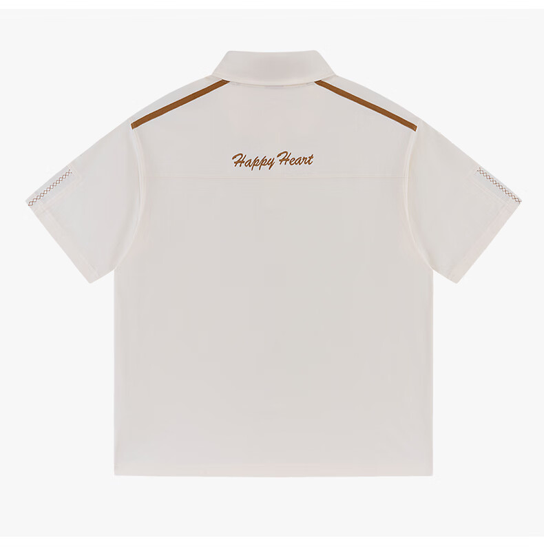 Charles Peach Heart Minimalist Luxury Embroidered Heart Short Sleeve Polo Shirt Unisex Summer Couple Casual Black XS 16