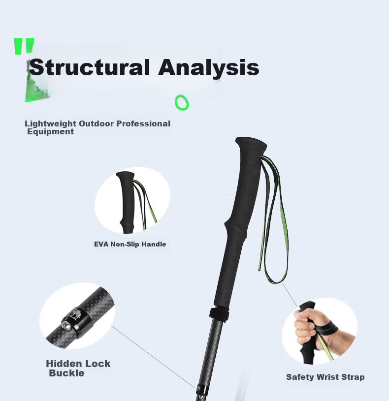 Camel Trekking Pole Carbon Lightweight Telescopic Hiking Mountaineering Carbon Fiber Walking Stick 174BABP668A Matte Black 5