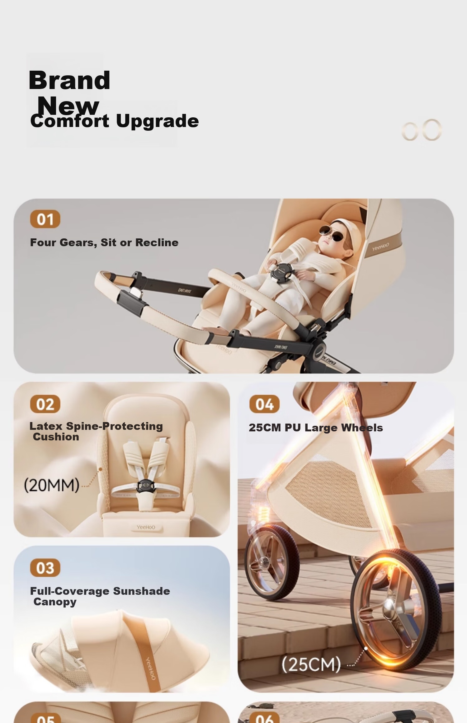 Elittile x emumax Baby Stroller Lightweight Newborn High Landscape Baby Pram Flowing Amber 3