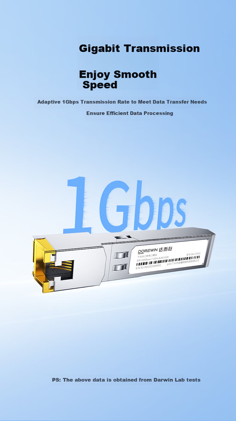 DOREWIN Gigabit Optical Module SFP Fiber Module 1G Single-mode Dual Fiber Compatible with Huawei/H3C/TP-Link LC Interface SM1310 20km Single Pack 3