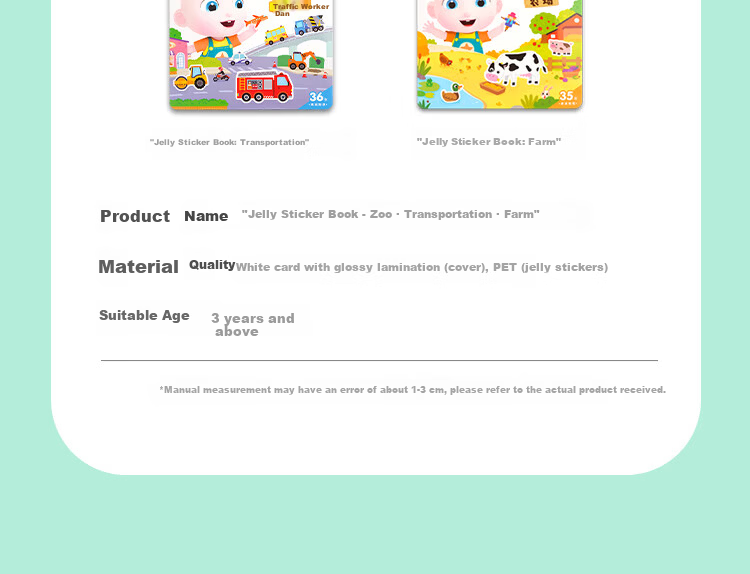 BabyBus Jojo Jelly Sticker Book for Kids Ages 3-4 Educational Toy DIY Washable Handcraft Painting Birthday New Year Gift 14