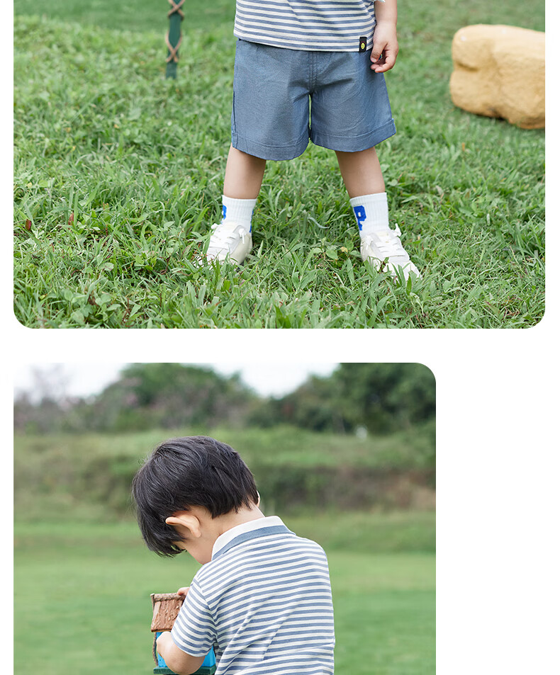 JELLYBABY 3D Polo Collar Summer Boys' Casual Set Lightweight Short Sleeve T-Shirt Loose Fit Comfortable 9
