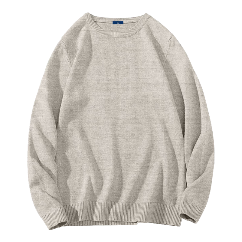 GENIOLAMODE [Aorui Peng Endorsed] Men's Sweater, Winter Warm Round Neck Base Layer Inner Wear Knitted Sweater, Khaki, 3XL