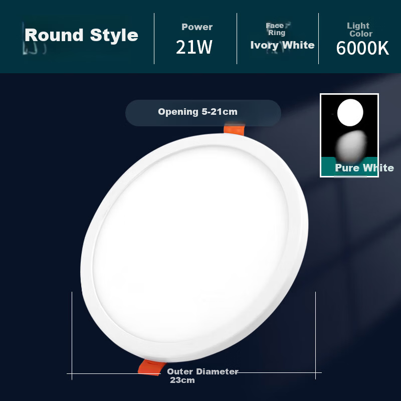Fanyao Ultra-thin High Power Commercial LED Downlight Recessed Free Opening Grid Living Room 21W White Light Y