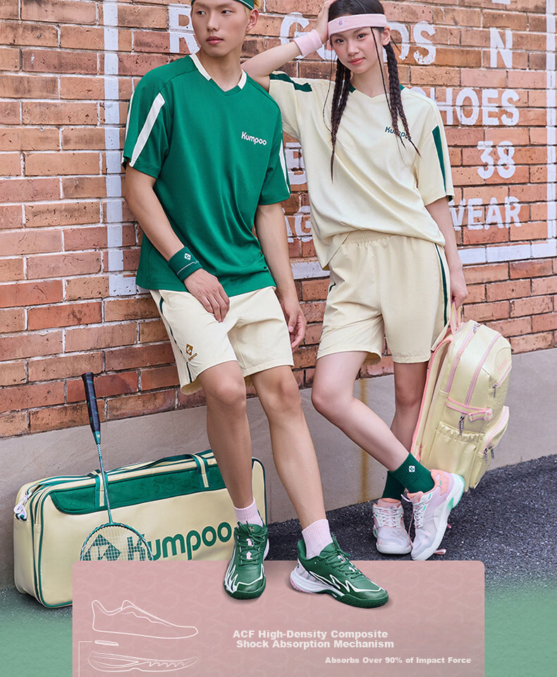 KUMPOO 25th Anniversary Limited Edition Badminton Shoes Anti-Twist Non-Slip Shock Absorption Training Shoes KH-G828.25th Green/Pink Size 35 7