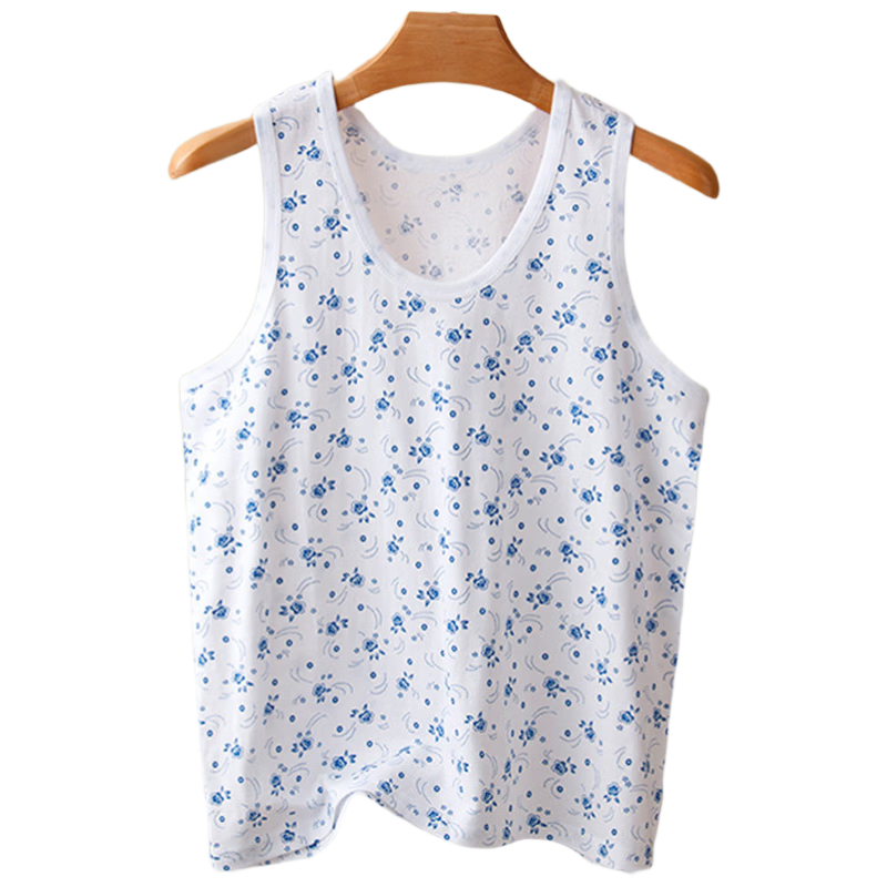 Borui Middle-Aged and Elderly Pure Cotton Vest Plus Size Loose Fit Summer Thin Undershirt for Moms