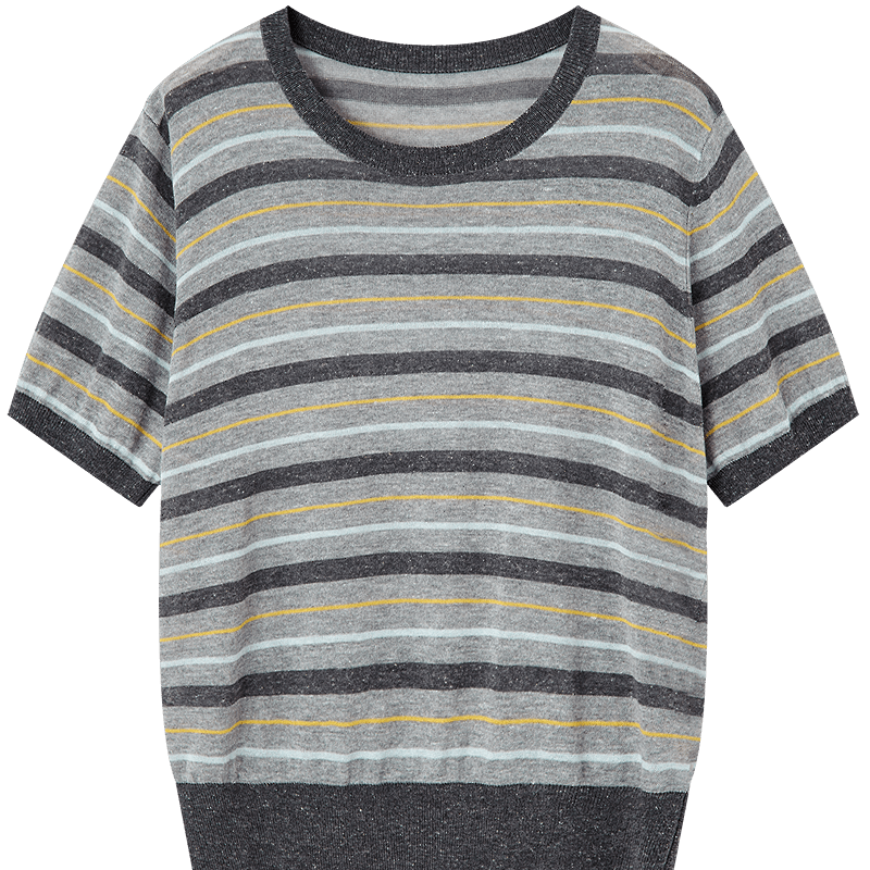 Demana [Mulberry Silk and Wool Blend] Spring College Style Colorblock Striped Stretch Slim Fit Women's Knit Sweater